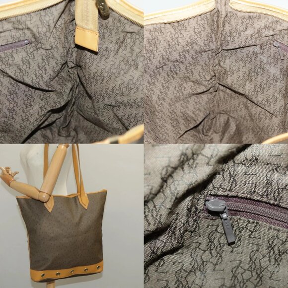 SAINT LAURENT Tote Bag Canvas Gold Brown Auth 95163 - Picture 14 of 15